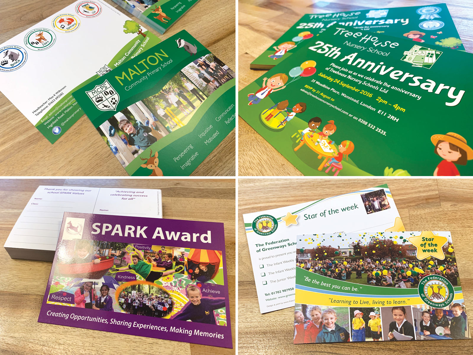 a range of printed awards cards, postcards, certificates or achievement cards for other occasions.