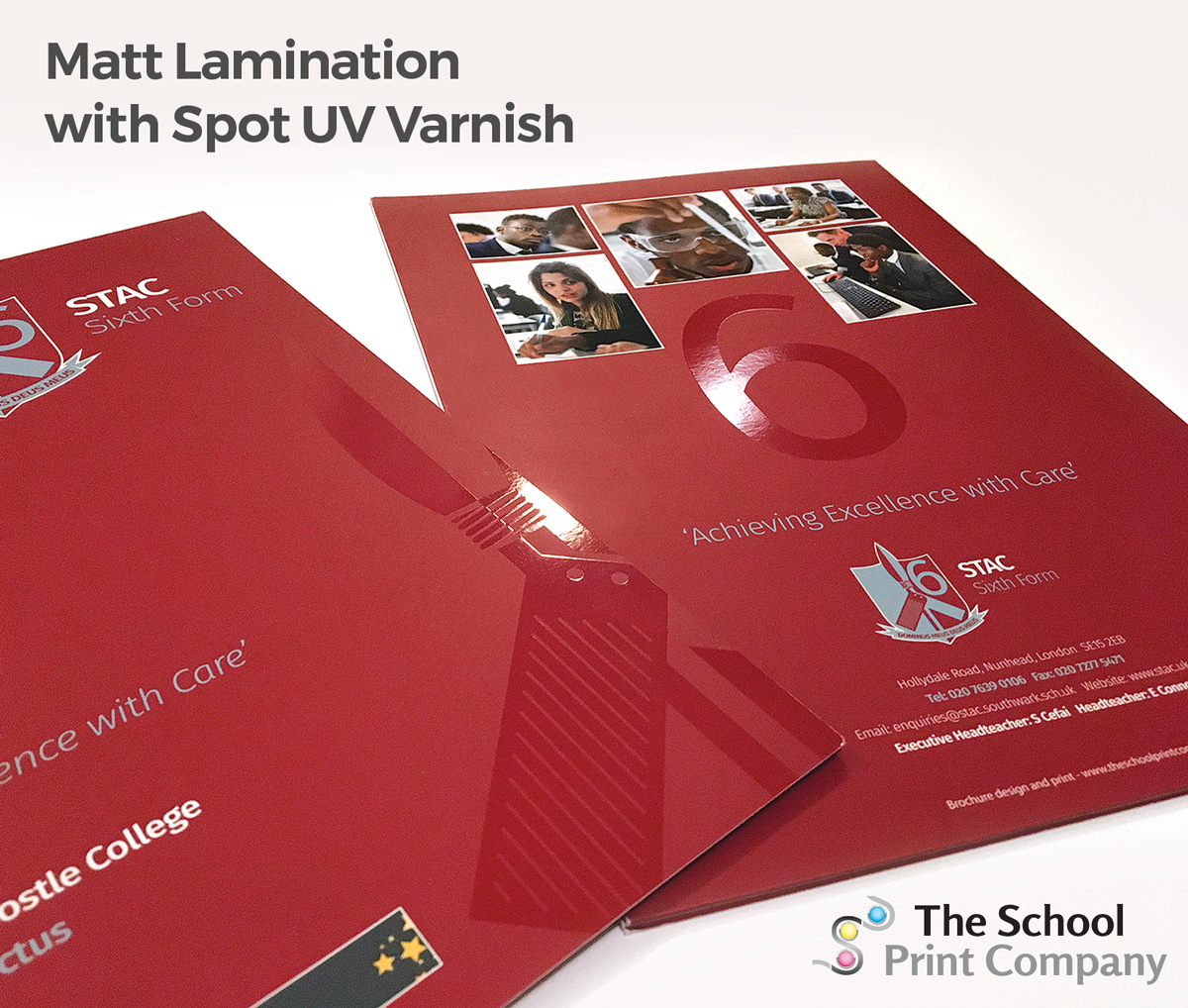 spot uv varnish Lamination for school prospectus brochure