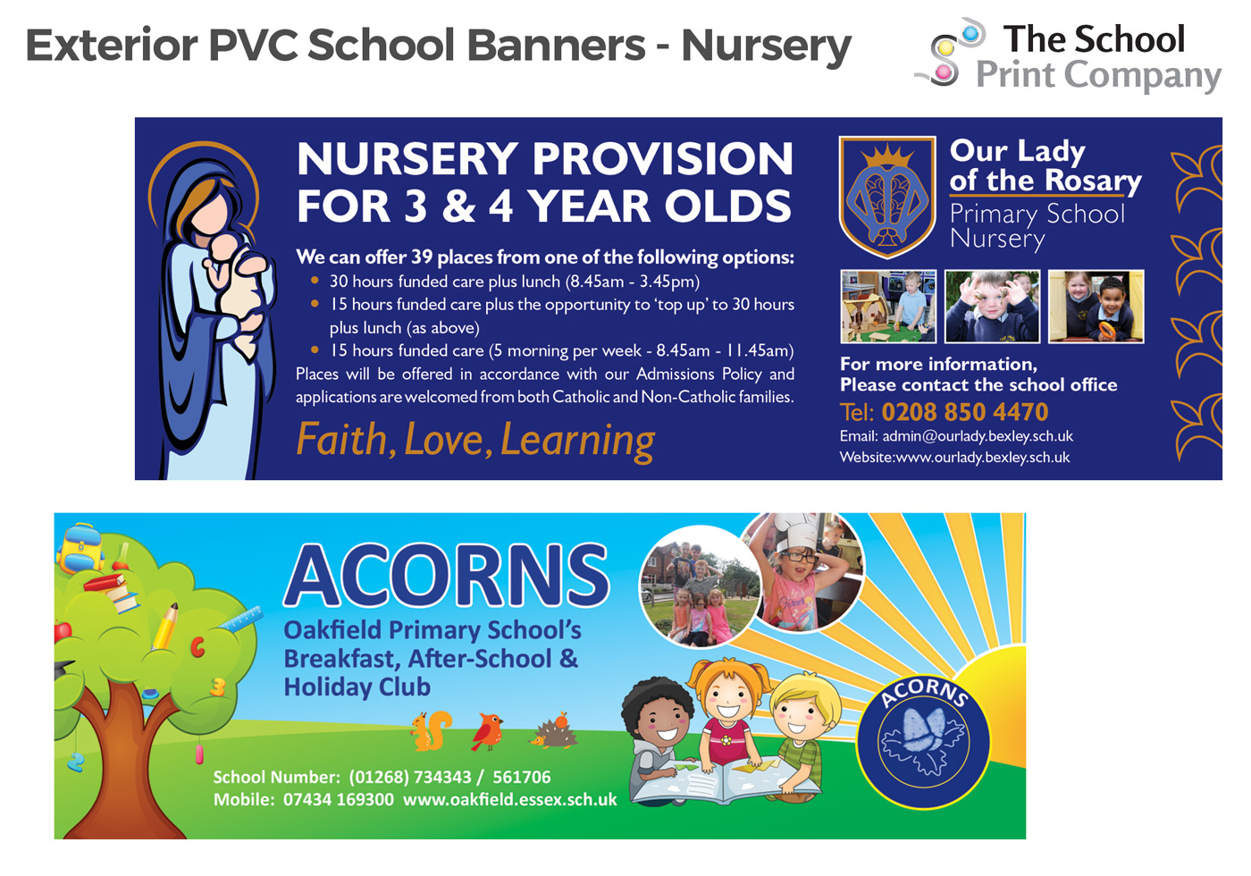 school exterior signage pvc banners posters nursery