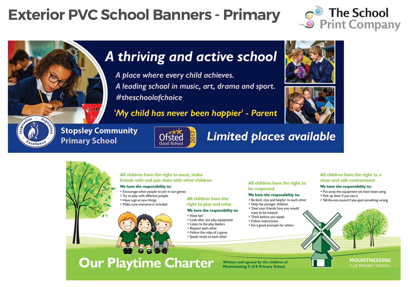 school exterior signage pvc banners posters primary