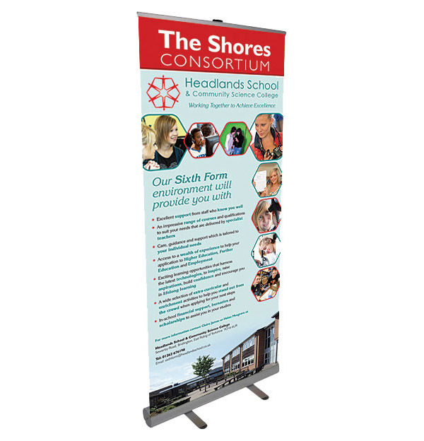 School banner print roller roll up pull up banner