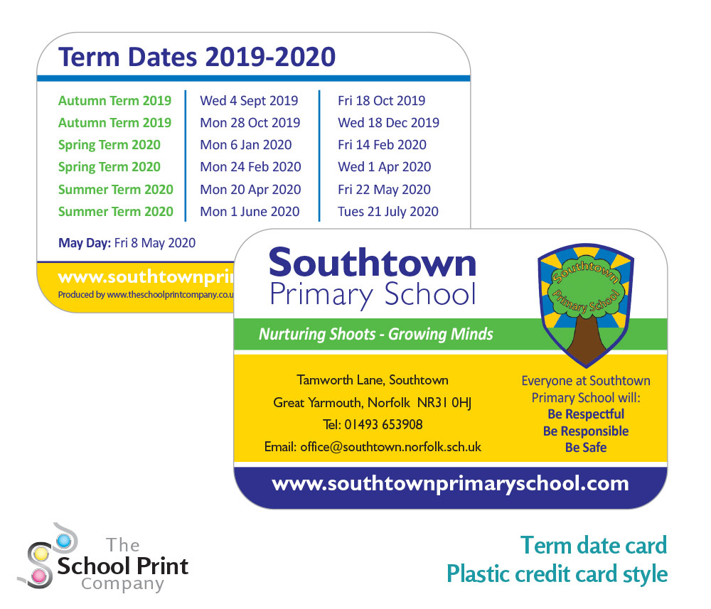 Southtown - printed school term card - calendar banner